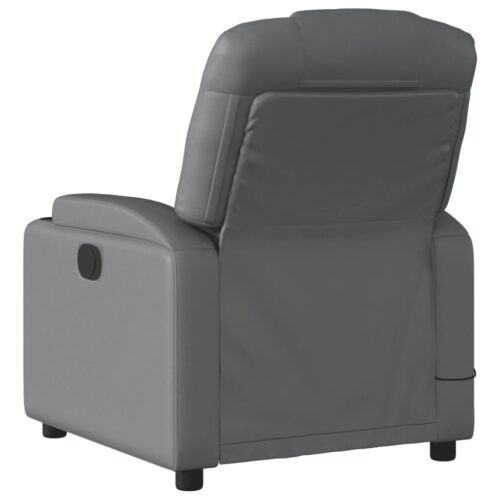 Electric Massage Recliner Chair Grey Faux Leather - Image 4