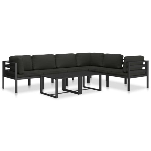 Sectional Corner Sofa 1 pc with Cushions Aluminium Anthracite - Image 8