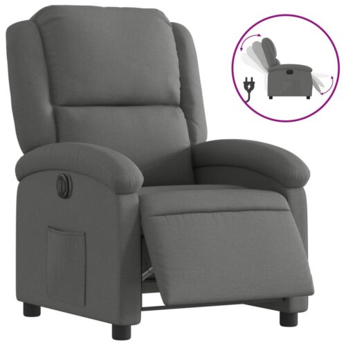 Electric Recliner Chair Dark Grey Fabric - Image 2
