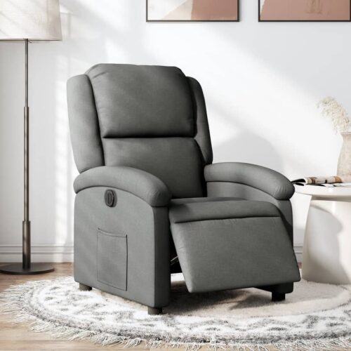 Electric Recliner Chair Dark Grey Fabric - Image 12