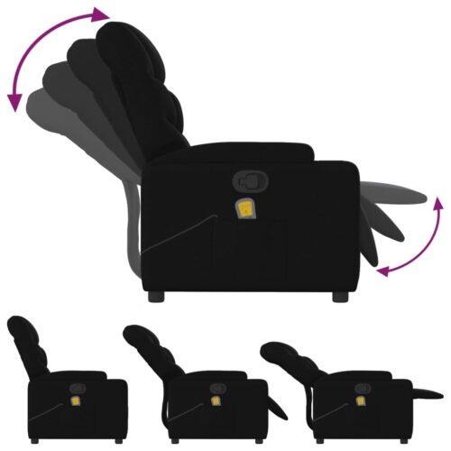 Massage Recliner Chair Black Fabric - Image 5