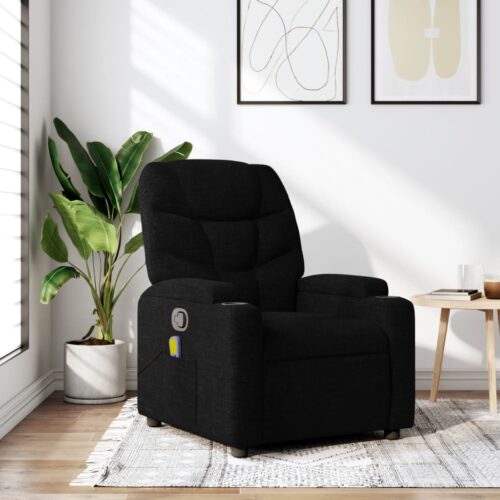 Massage Recliner Chair Black Fabric - Image 12