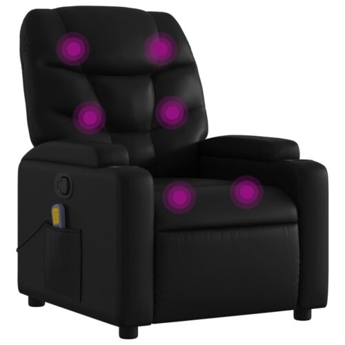 Massage Recliner Chair Black Faux Leather - Image 2