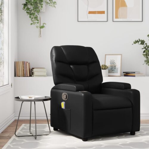 Massage Recliner Chair Black Faux Leather - Image 12
