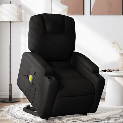 Stand up Massage Recliner Chair Black Fabric - Image 12