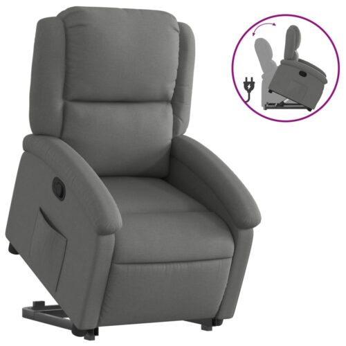 Stand up Recliner Chair Dark Grey Fabric - Image 2