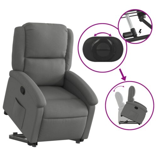 Stand up Recliner Chair Dark Grey Fabric - Image 5