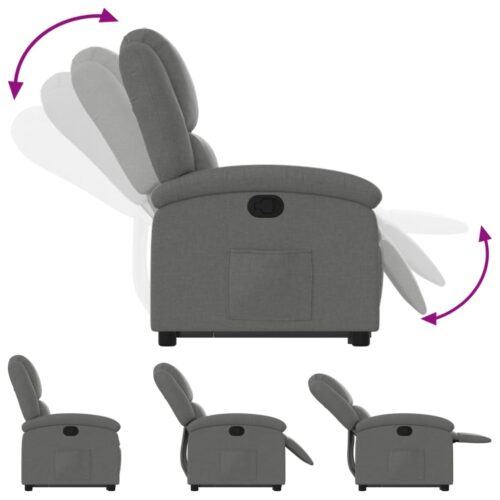 Stand up Recliner Chair Dark Grey Fabric - Image 6