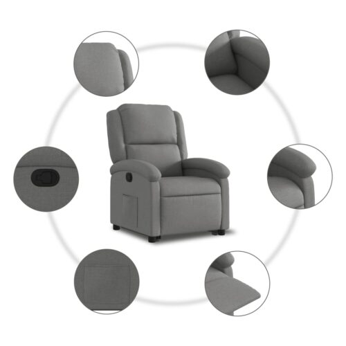 Stand up Recliner Chair Dark Grey Fabric - Image 7