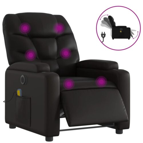 Electric Massage Recliner Chair Black Faux Leather - Image 2