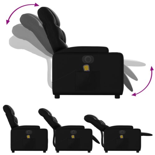 Electric Massage Recliner Chair Black Faux Leather - Image 6