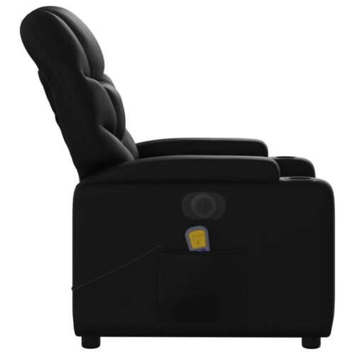 Electric Massage Recliner Chair Black Faux Leather - Image 9
