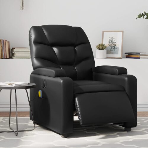 Electric Massage Recliner Chair Black Faux Leather - Image 12