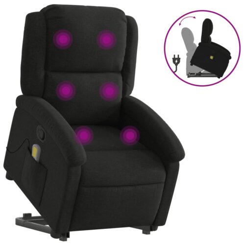 Stand up Massage Recliner Chair Black Fabric - Image 2