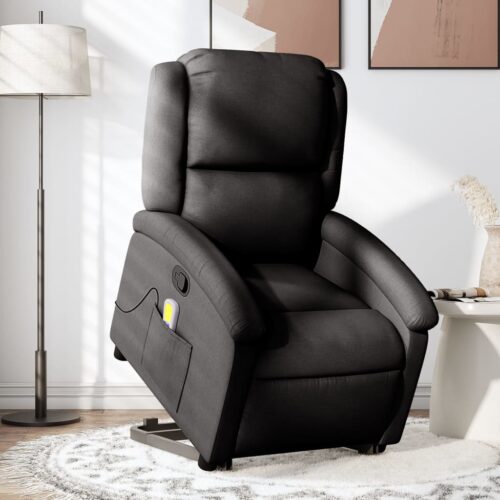 Stand up Massage Recliner Chair Black Fabric - Image 12