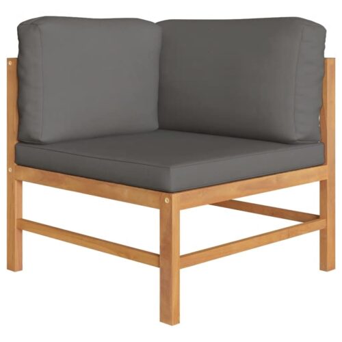 Corner Sofas 2pcs with Dark Grey Cushions Solid Teak Wood - Image 2