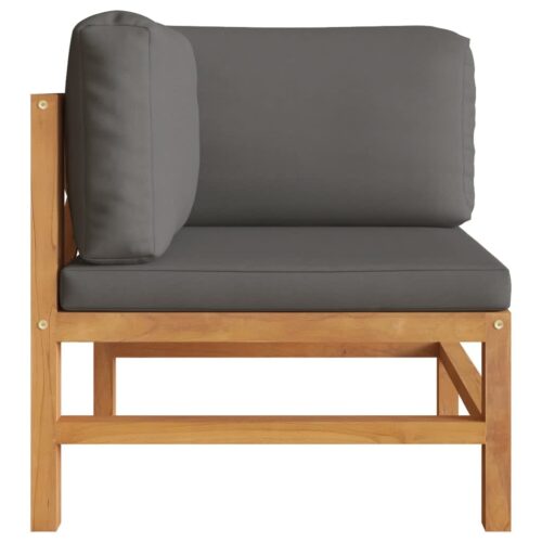 Corner Sofas 2pcs with Dark Grey Cushions Solid Teak Wood - Image 3