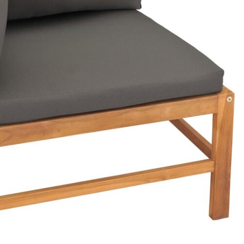 Corner Sofas 2pcs with Dark Grey Cushions Solid Teak Wood - Image 5