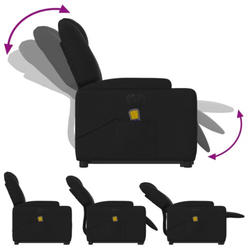 Electric Stand up Massage Recliner Chair Black Fabric - Image 6