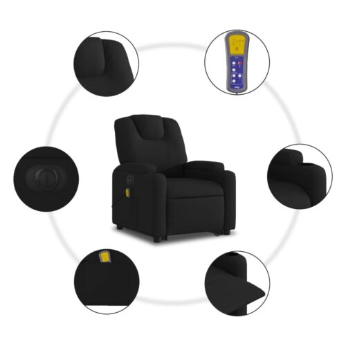 Electric Stand up Massage Recliner Chair Black Fabric - Image 7