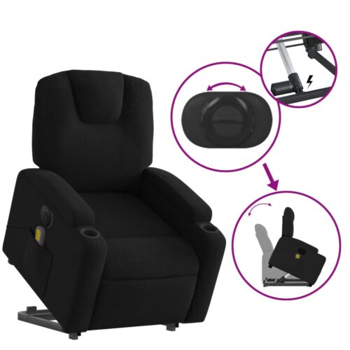 Electric Stand up Massage Recliner Chair Black Fabric - Image 10