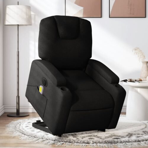 Electric Stand up Massage Recliner Chair Black Fabric - Image 12