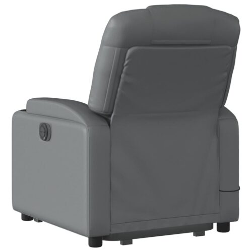 Electric Stand up Massage Recliner Chair Grey Faux Leather - Image 4