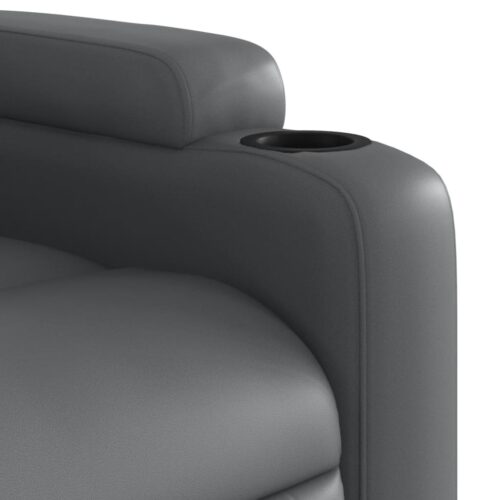 Electric Stand up Massage Recliner Chair Grey Faux Leather - Image 11