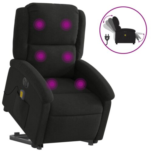 Electric Stand up Massage Recliner Chair Black Fabric - Image 2