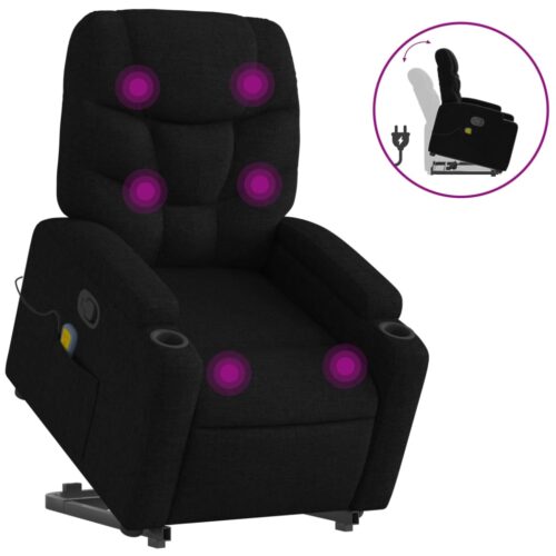 Stand up Massage Recliner Chair Black Fabric - Image 2