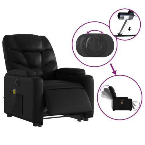 Electric Stand up Massage Recliner Chair Black Faux Leather - Image 5