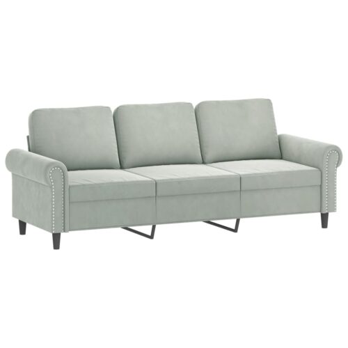 3-Seater Sofa Grey 180cm Velvet - Image 2