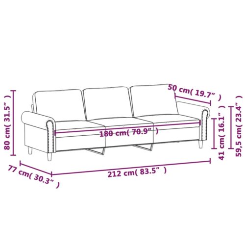 3-Seater Sofa Grey 180cm Velvet - Image 8