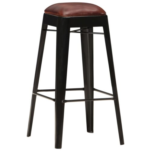 Bar Stools 4pcs Black Real Leather - Image 2