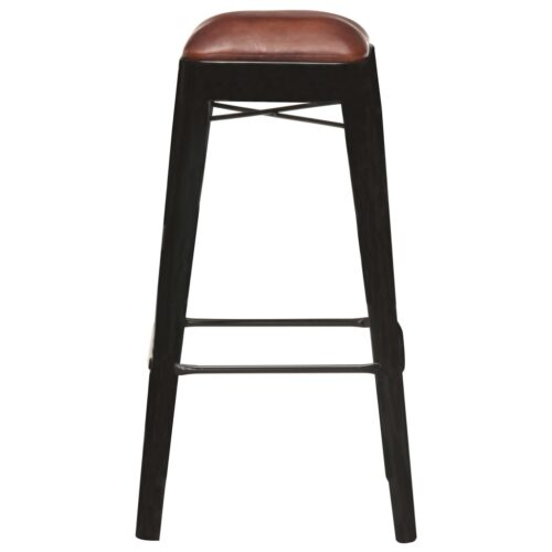 Bar Stools 4pcs Black Real Leather - Image 3