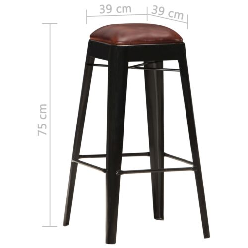 Bar Stools 4pcs Black Real Leather - Image 7