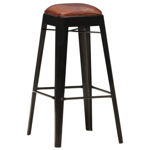 Bar Stools 4pcs Black Real Leather - Image 8