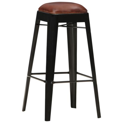 Bar Stools 4pcs Black Real Leather - Image 10