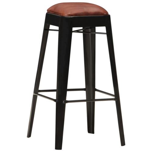Bar Stools 4pcs Black Real Leather - Image 11