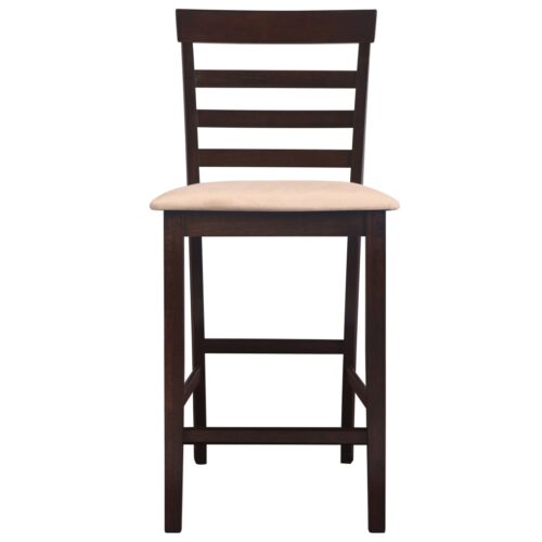 Brown Wooden Bar Table 4 Bar Chairs Set - Image 4