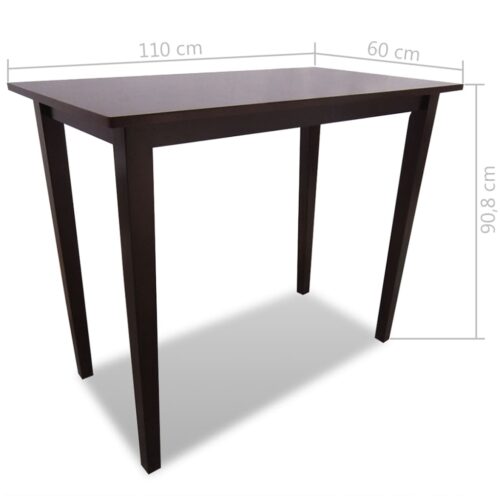 Brown Wooden Bar Table 4 Bar Chairs Set - Image 8