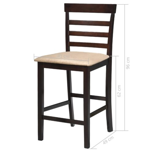 Brown Wooden Bar Table 4 Bar Chairs Set - Image 9
