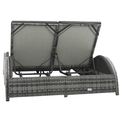 Double Sun Lounger with Cushion Poly Rattan Anthracite - Image 3