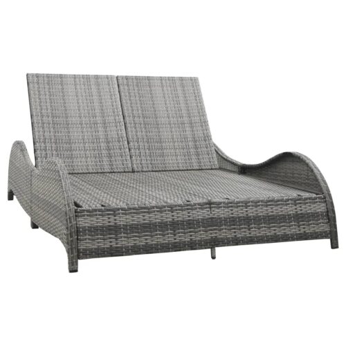 Double Sun Lounger with Cushion Poly Rattan Anthracite - Image 6
