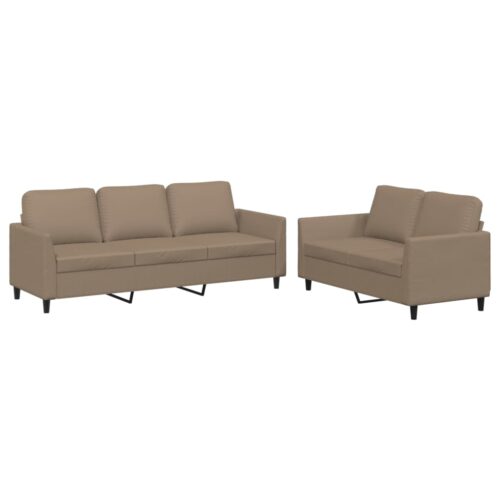 2-Piece Sofa Set with Cushions Cappuccino Faux Leather - Image 2