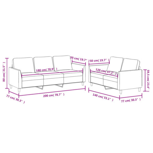 2-Piece Sofa Set with Cushions Cappuccino Faux Leather - Image 7
