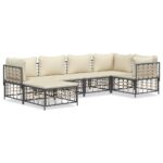 6-Piece Garden Lounge Set with Cushions Anthracite Poly Rattan