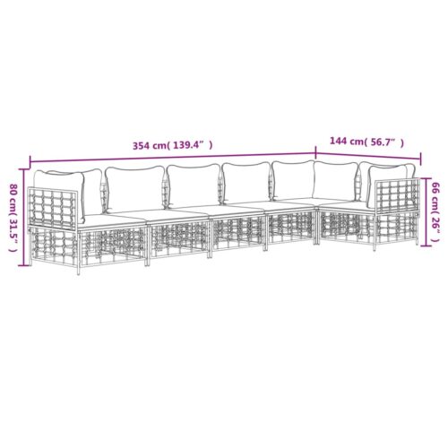 6-Piece Garden Lounge Set with Cushions Anthracite Poly Rattan - Image 7