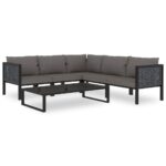 6-Piece Garden Lounge Set with Cushions Poly Rattan Wicker Outdoor Patio Furniture Anthracite