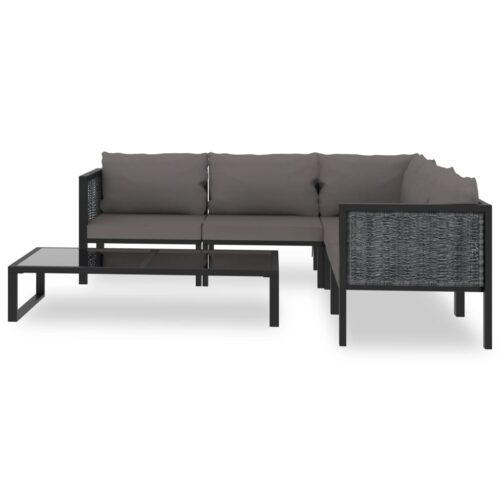 6-Piece Garden Lounge Set with Cushions Poly Rattan Wicker Outdoor Patio Furniture Anthracite - Image 2